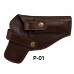 Handmade Genuine Leather Handgun Holster with Integrated Magazine Pouch (P-01)