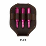 Handmaenuine Leather 3-Round Rifle Bullet Holder / Cartridgede G Pouch (P-21)