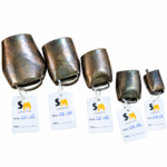 Rustic Antique Brass Finish Metallic Tapered Livestock Cow Bell Series Set