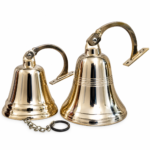 Polished Solid Brass Wall-Mounted Farmhouse & Ship Bell Set
