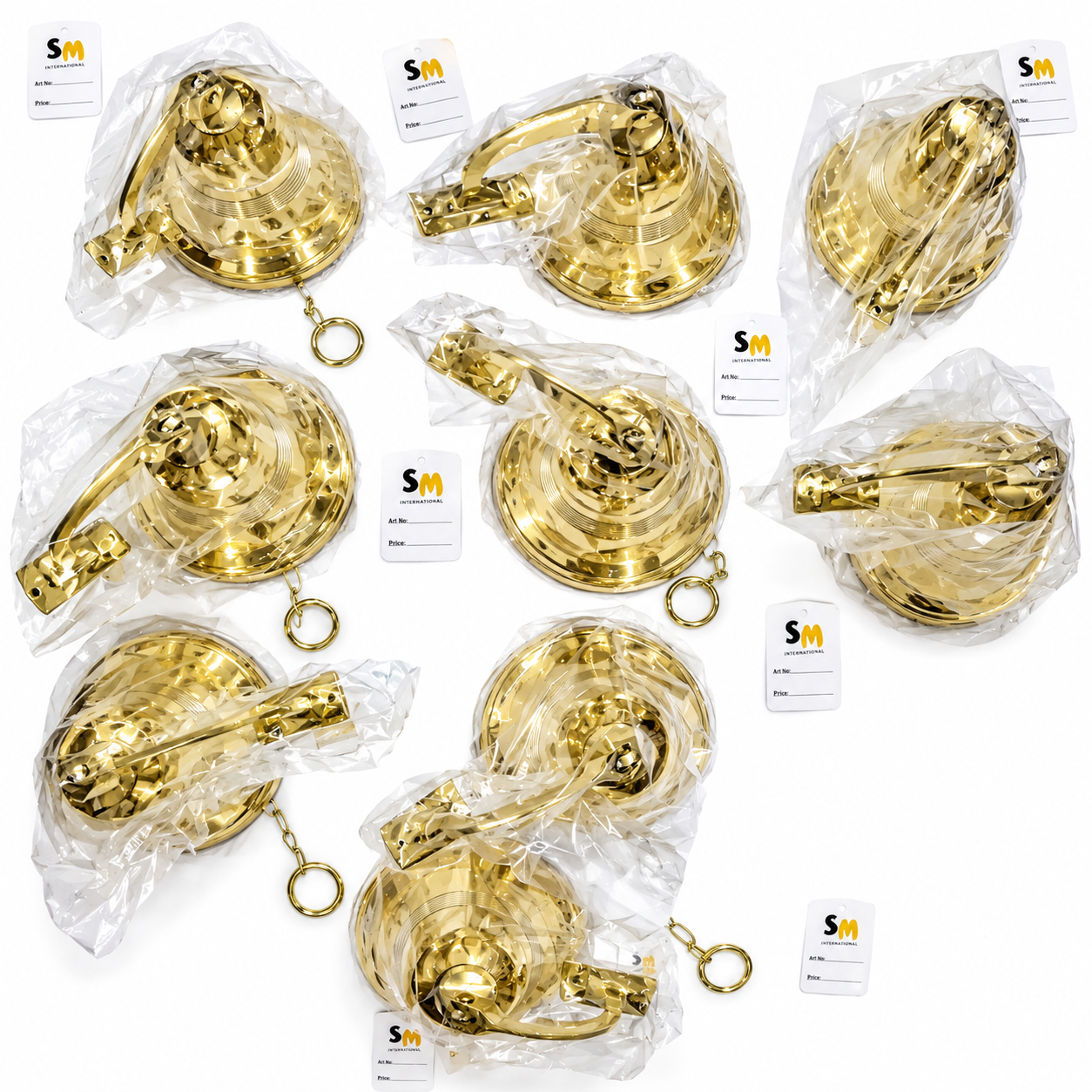 13 (2) Polished Brass Wall-Mounted Farmhouse & Ship Bells (Individually Poly-Bagged Bulk Pack) - Image 1