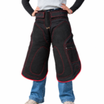 Professional Heavy-Duty Farrier Leather Apron Chaps (Black & Red)