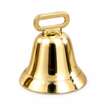 Polished Gold Brass Livestock Cow Bell with Top Strap Loop