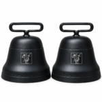 Matte Black Powder-Coated Livestock Cow Bell Pair with Laser Engraving