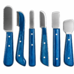 Professional Pet Grooming Stripping Knife Set with Blue Wooden Handles