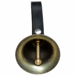 Antique Brass Finish Heavy-Duty Livestock Cow Bell with Leather Mounting Strap