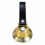 Polished Gold Brass Livestock Cow Bell with Heavy-Duty Leather Strap