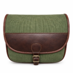 Canvas & Leather Crossbody Saddle Bag / Field Bullet Pouch