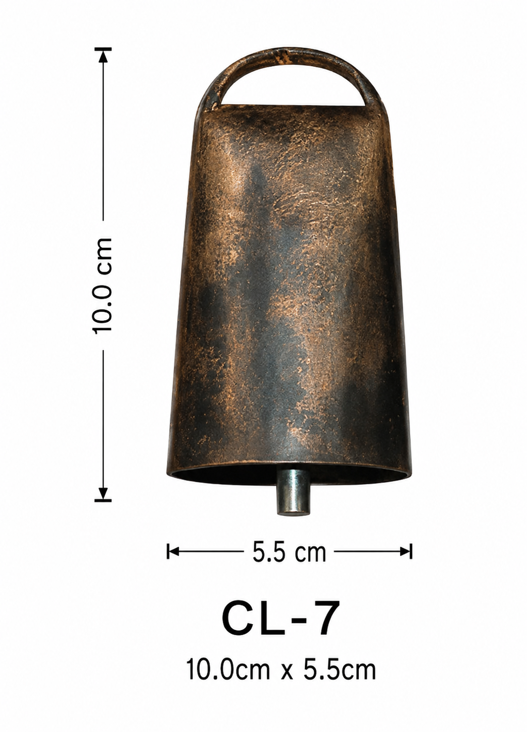 Cow Bells (1) Antique Copper Finish Large Metal Cowbell (Model CL-7) - Image 1
