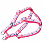 Cute Paw & Bone Printed Pink Dog Harness