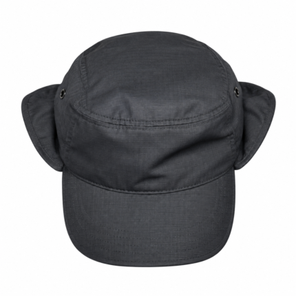 Tactical Black Ripstop Military Cap with Foldable Ear Flaps