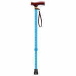 Adjustable Patterned Walking Cane with Wooden Handle
