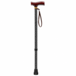 Adjustable Lattice Pattern Walking Cane with Wooden Handle