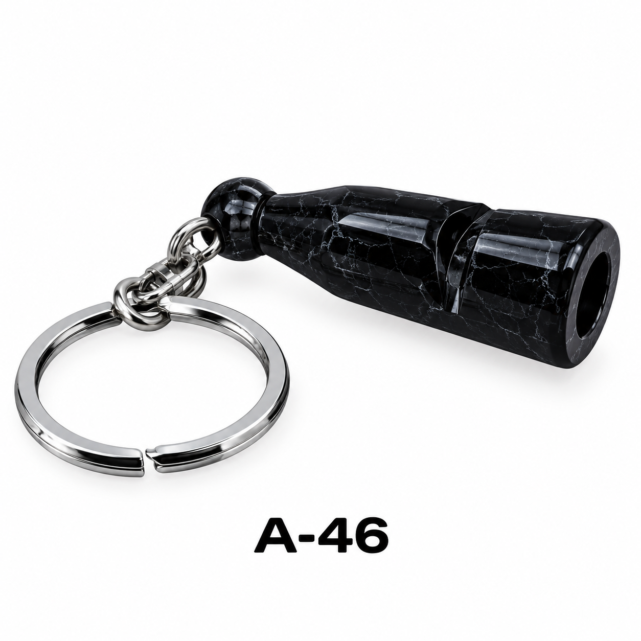 ac (10) Miniature Black Marble Acrylic Whistle Game Call Keychain (Model A-46) - Image 1