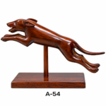 Hand-Carved Wooden Leaping Hound Statue Display (Model A-54)