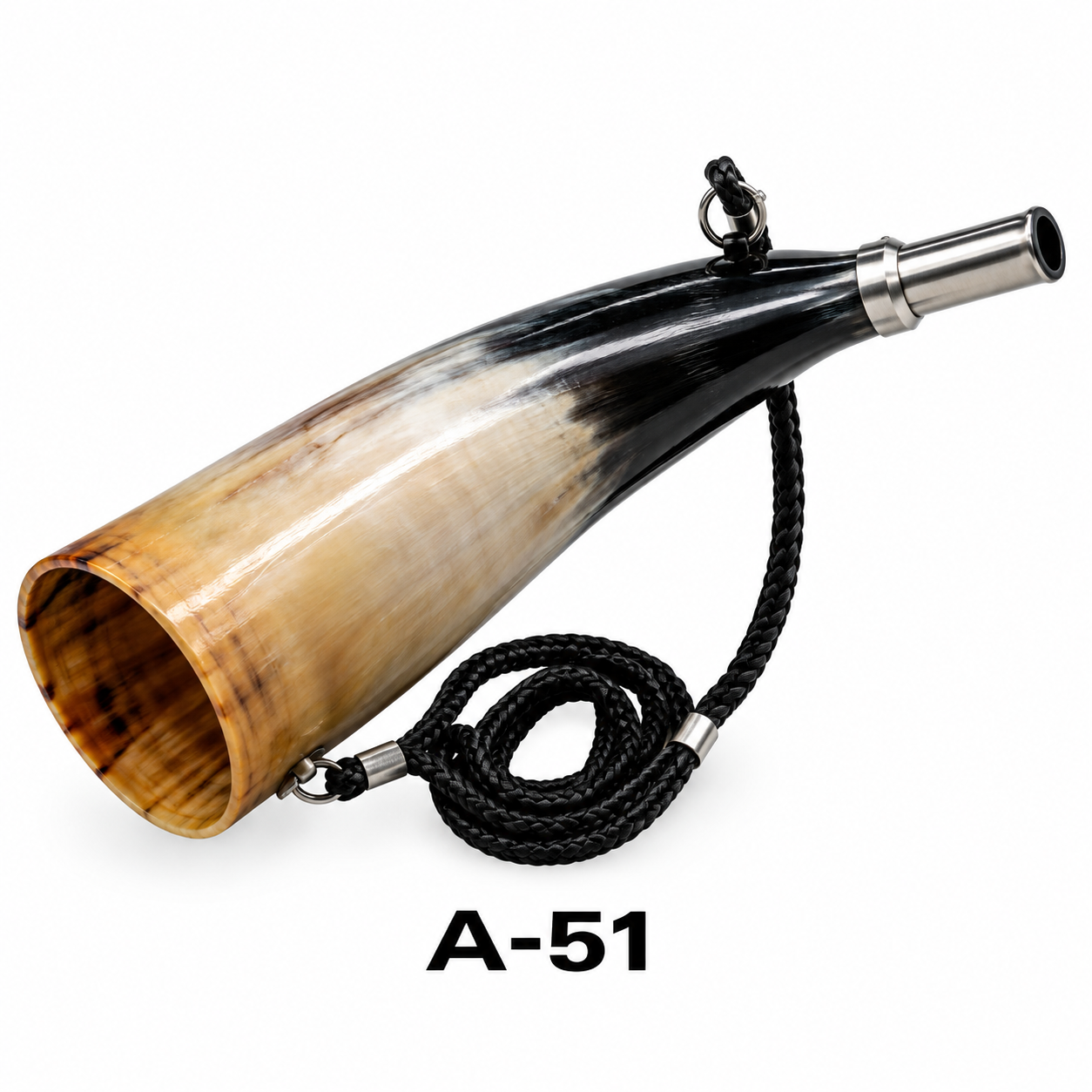 ac (5) Traditional Dual-Tone Natural Horn Hunting Bugle Call with Lanyard (Model A-51) - Image 1